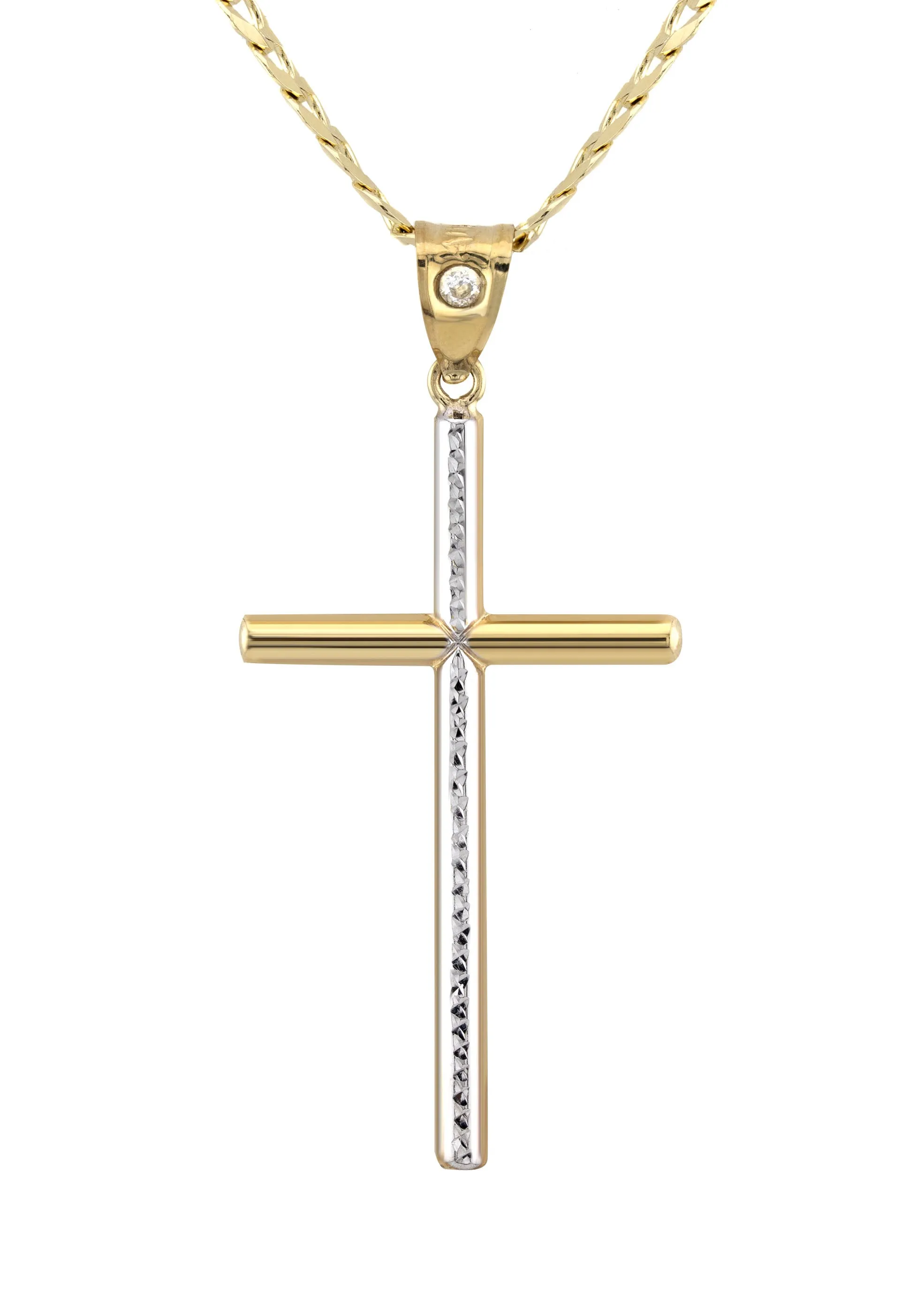 10K Yellow Gold Cross Necklace | Small 3 Grams - Large 7 Grams