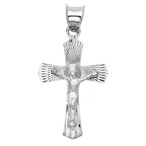 14K WHITE GOLD CRUCIFIX STAMP PENDANT