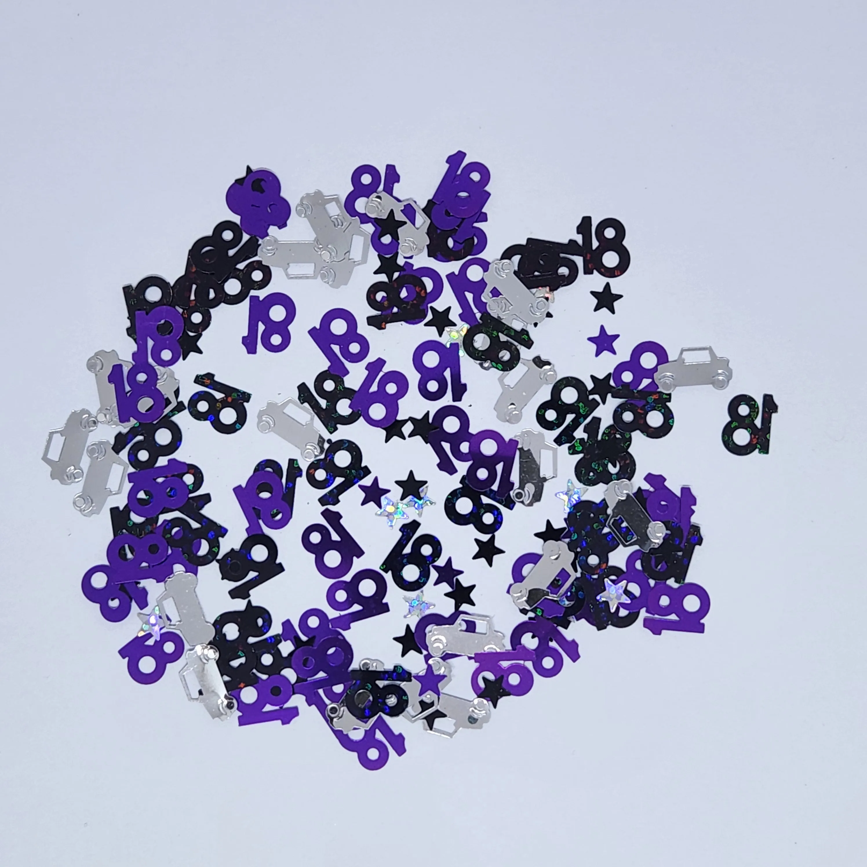 18th Confetti Purple, Black and Silver