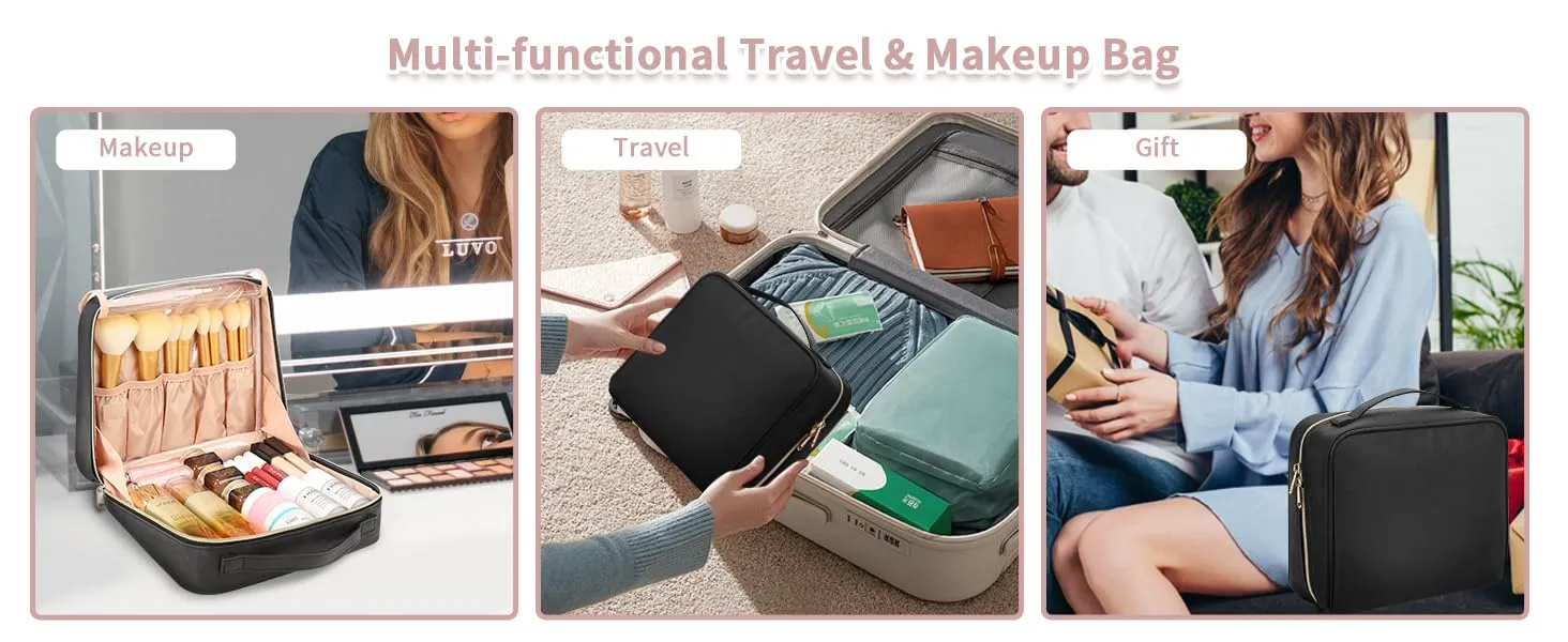 90° Wide Open for Easily Access, Waterproof Travel Makeup Bag