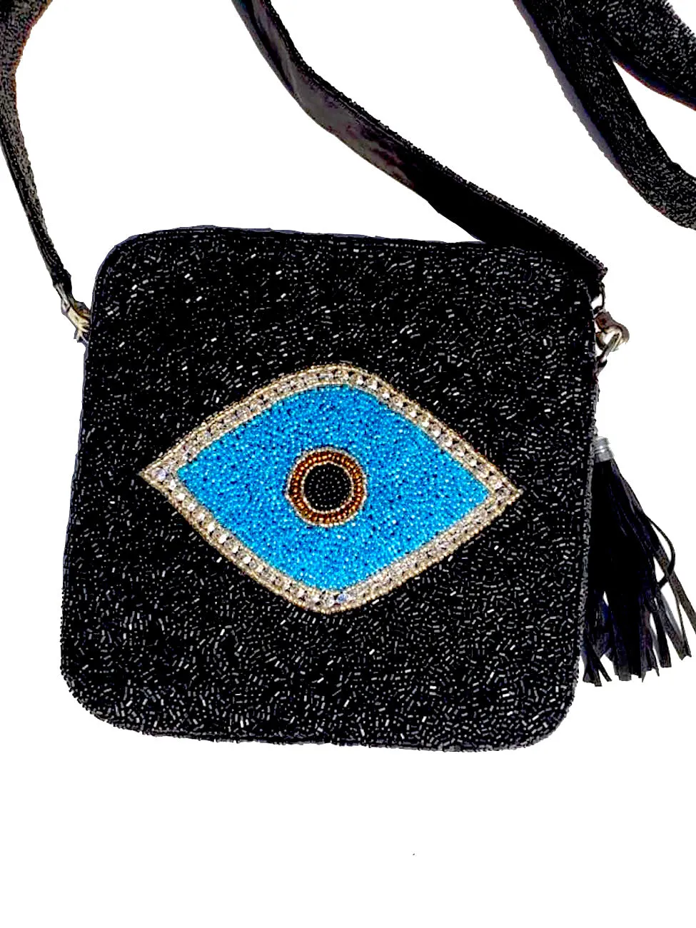 Beaded Square Camera Bag Crossbody