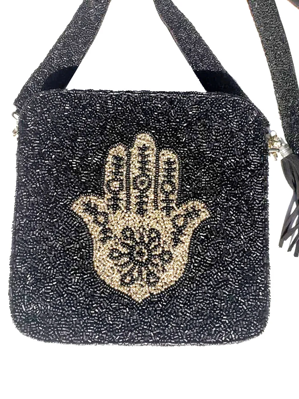 Beaded Square Camera Bag Crossbody