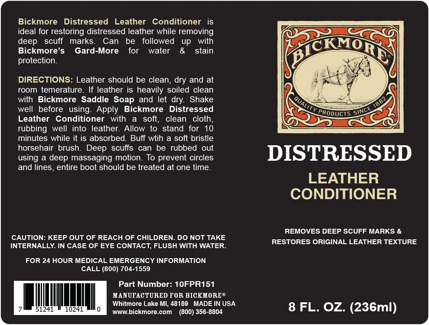 Bickmore Distressed Leather Conditioner (8 oz / 236ml)