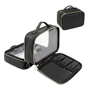 Black Double Layer Clear Makeup Case