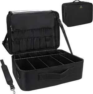 Black Extra Large Makeup Case with Plastic Dividers