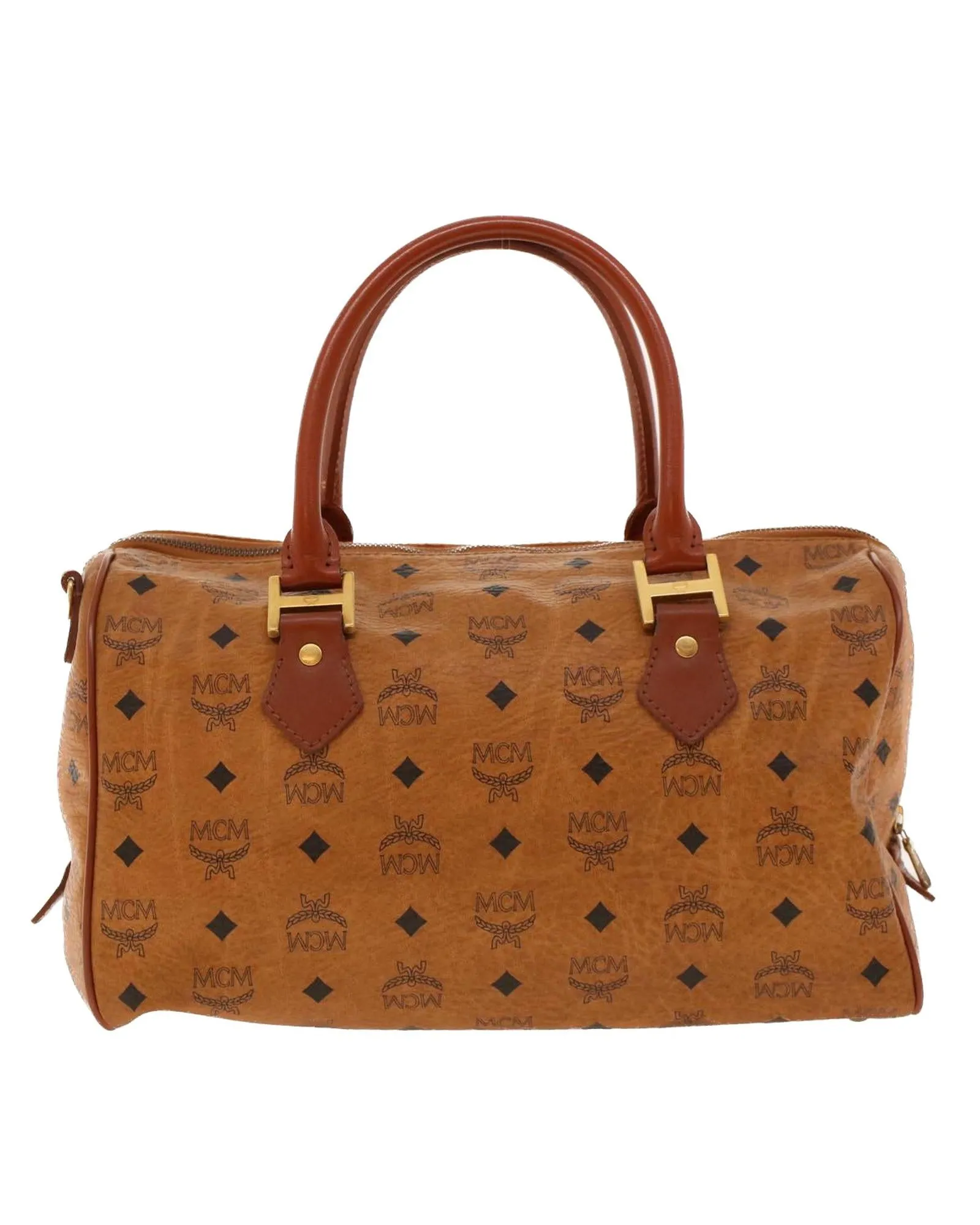 Brown PVC Leather Logogram Boston Bag