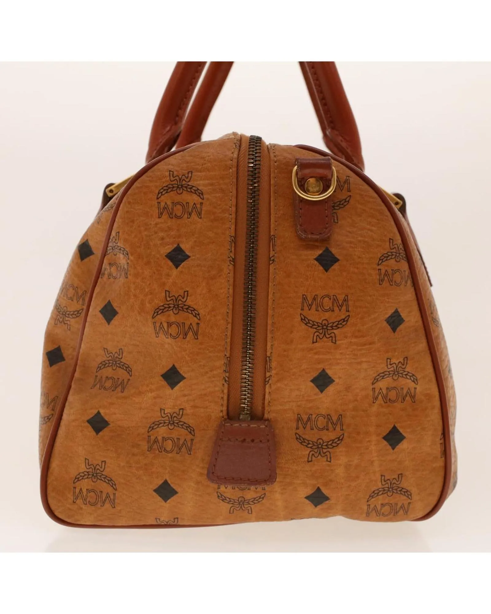 Brown PVC Leather Logogram Boston Bag