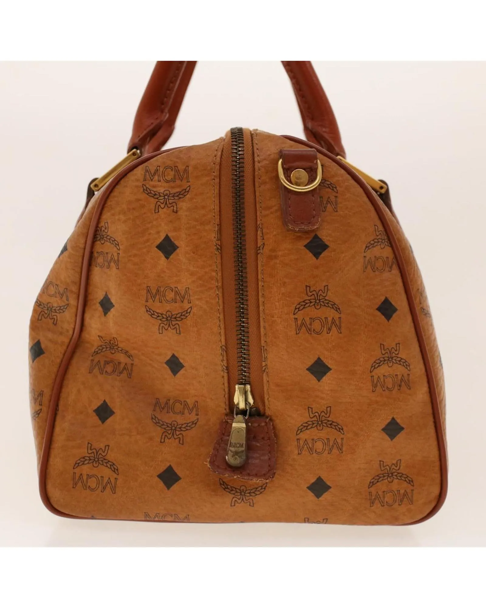 Brown PVC Leather Logogram Boston Bag