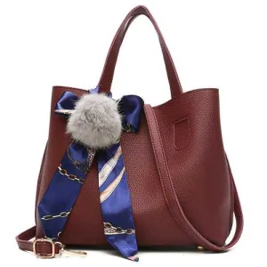 Bucket Handbag Messenger Bag Fur Ball Scarf Bag For Women