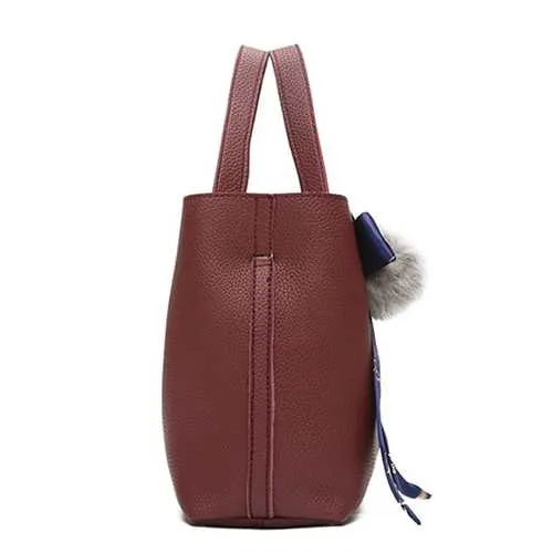 Bucket Handbag Messenger Bag Fur Ball Scarf Bag For Women