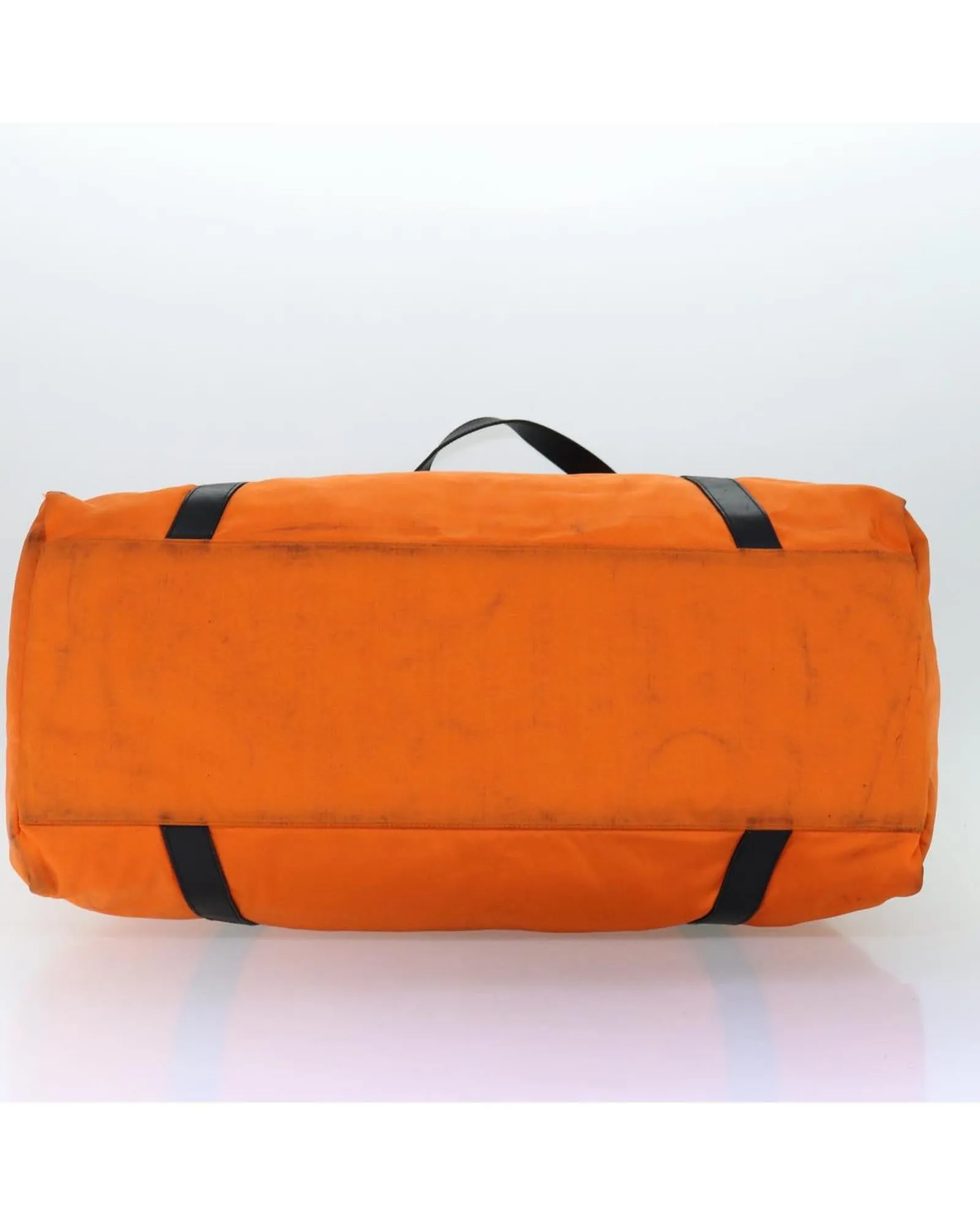 Canvas Boston Bag with Orange Hue and Multiple Compartments