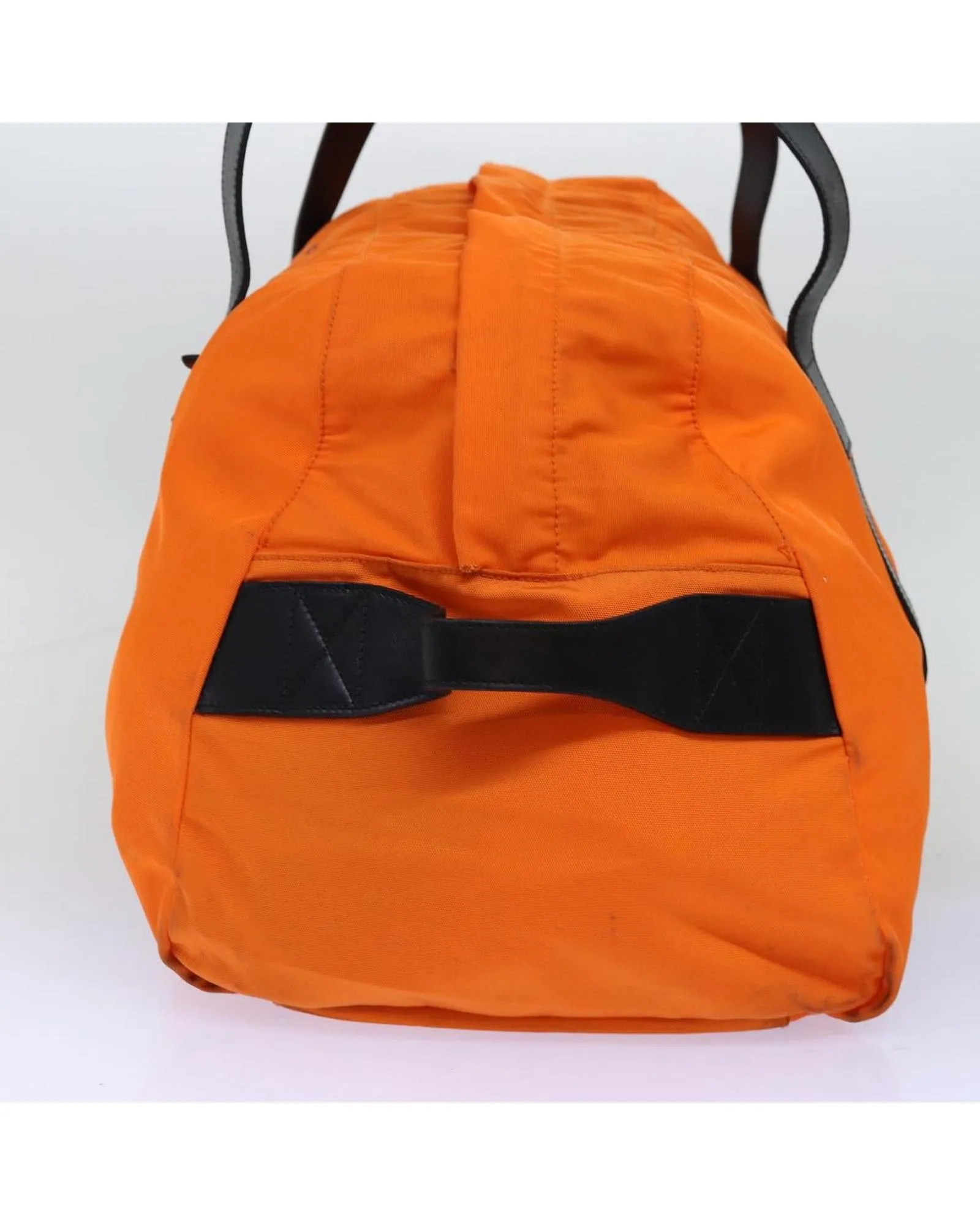 Canvas Boston Bag with Orange Hue and Multiple Compartments