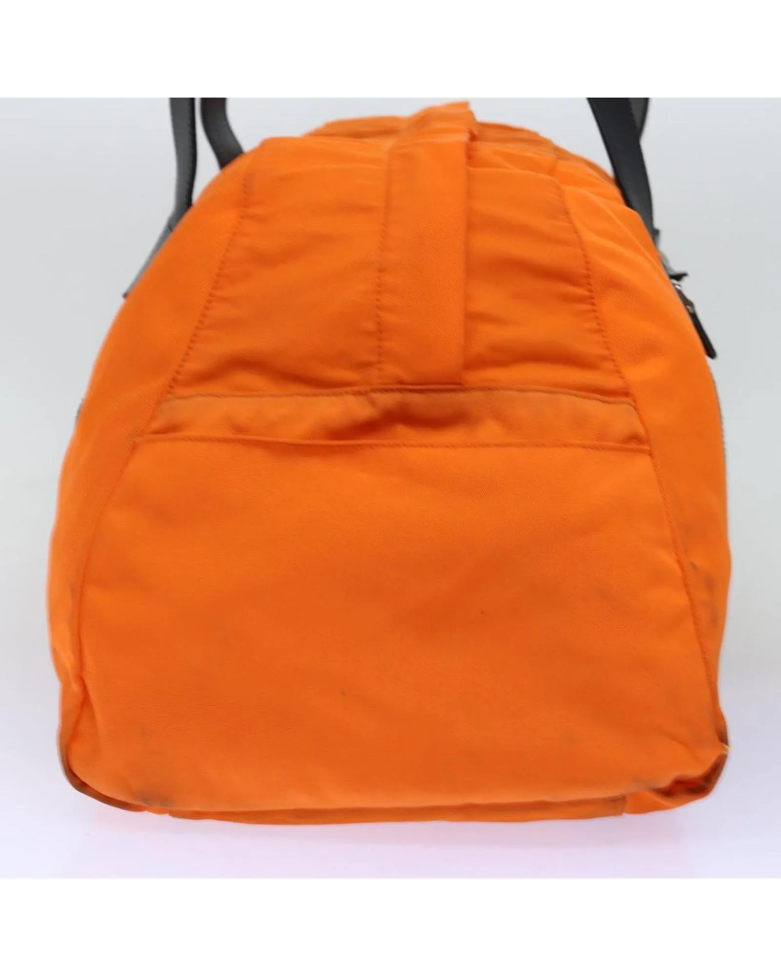 Canvas Boston Bag with Orange Hue and Multiple Compartments