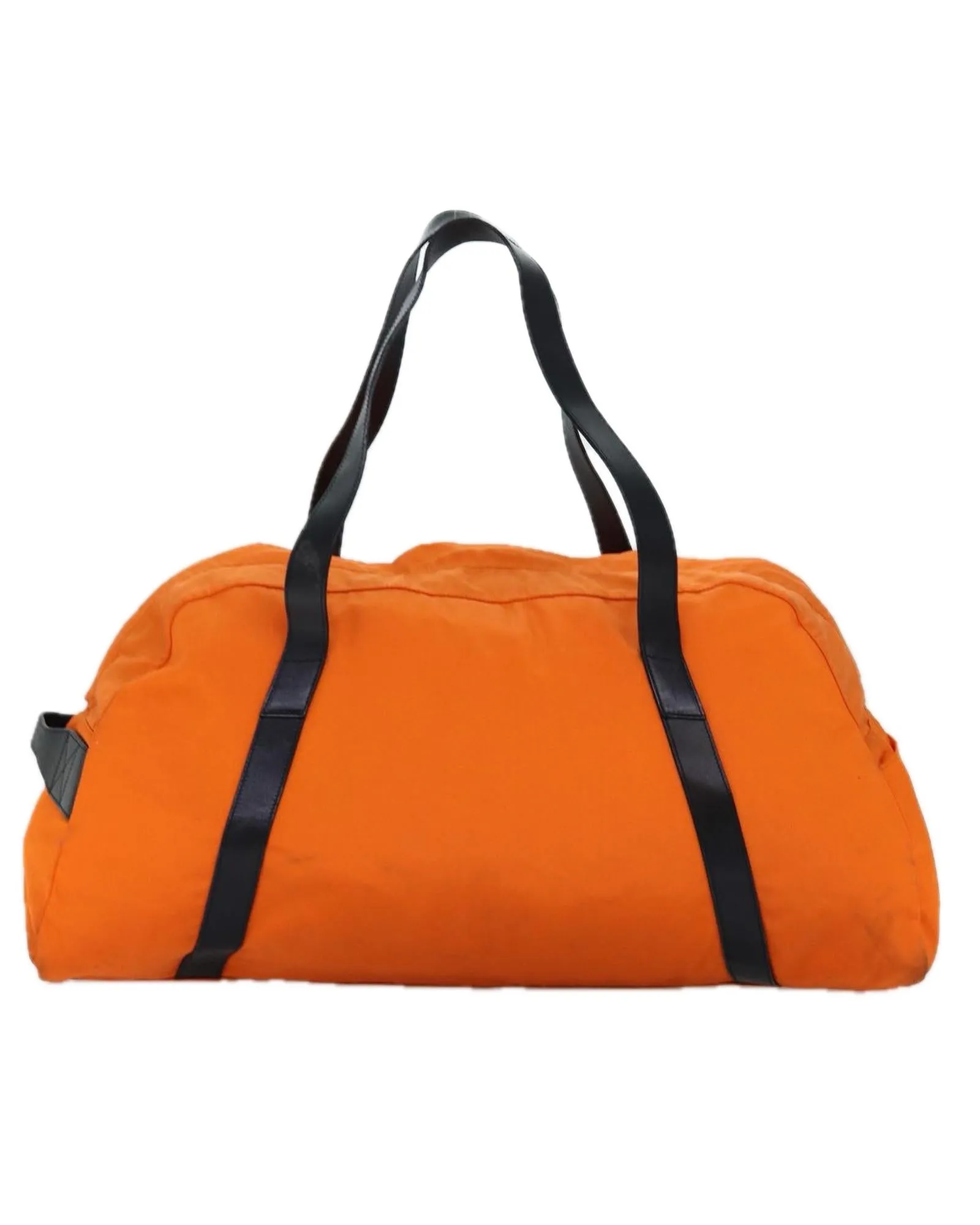 Canvas Boston Bag with Orange Hue and Multiple Compartments