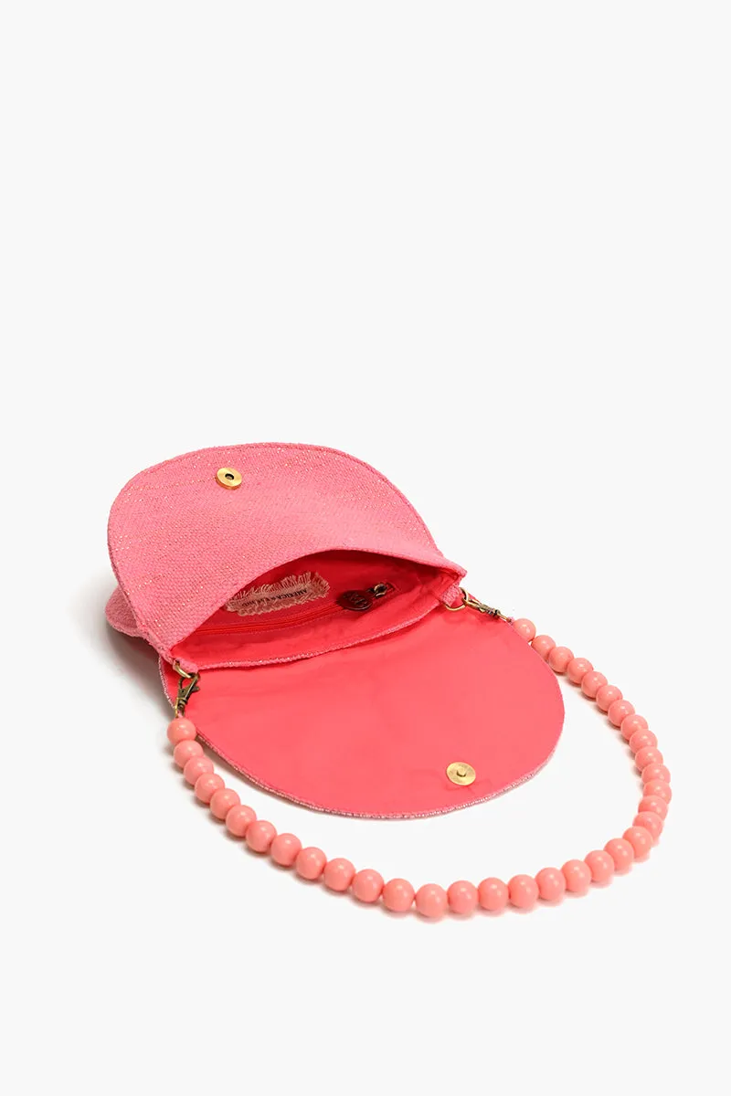 Cresent Pink Lemon Embellished Shoulder Bag