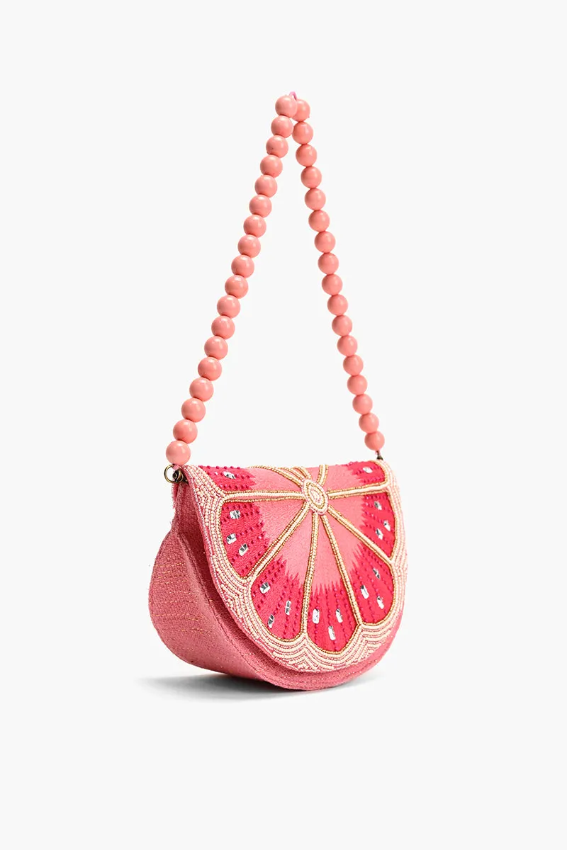 Cresent Pink Lemon Embellished Shoulder Bag