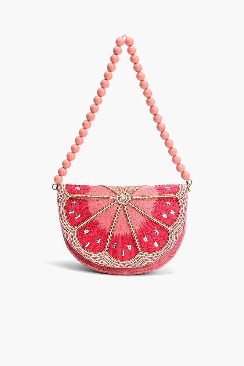 Cresent Pink Lemon Embellished Shoulder Bag