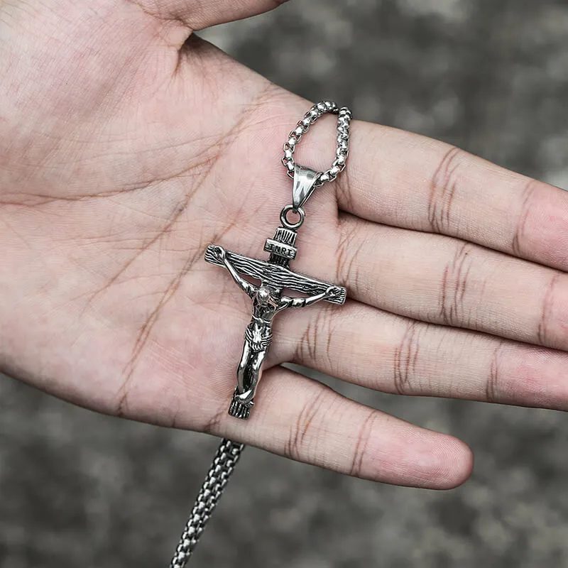 Crucifixion of Jesus Stainless Steel Cross Pendant