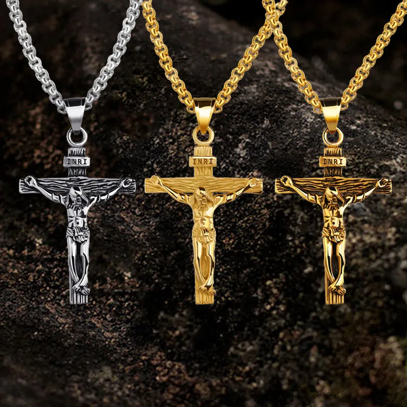 Crucifixion of Jesus Stainless Steel Cross Pendant