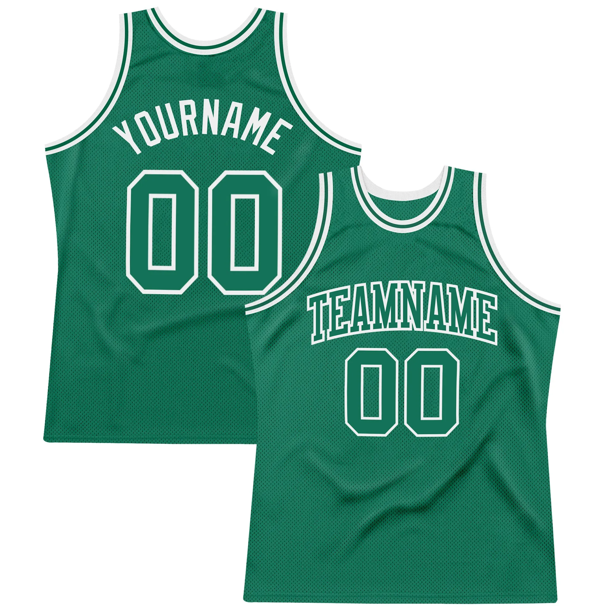 Custom Kelly Green Kelly Green-White Authentic Throwback Basketball Jersey