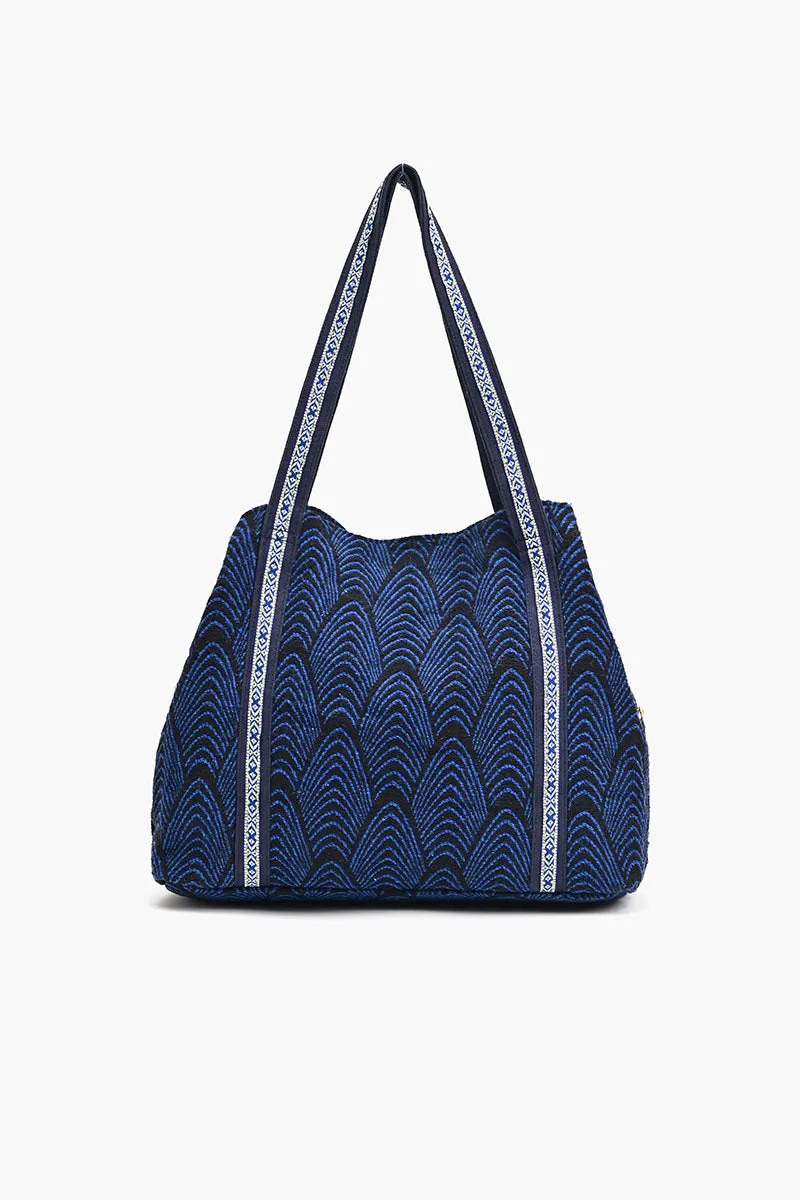 Denim Triple Entry Embellished Shoulder Bag