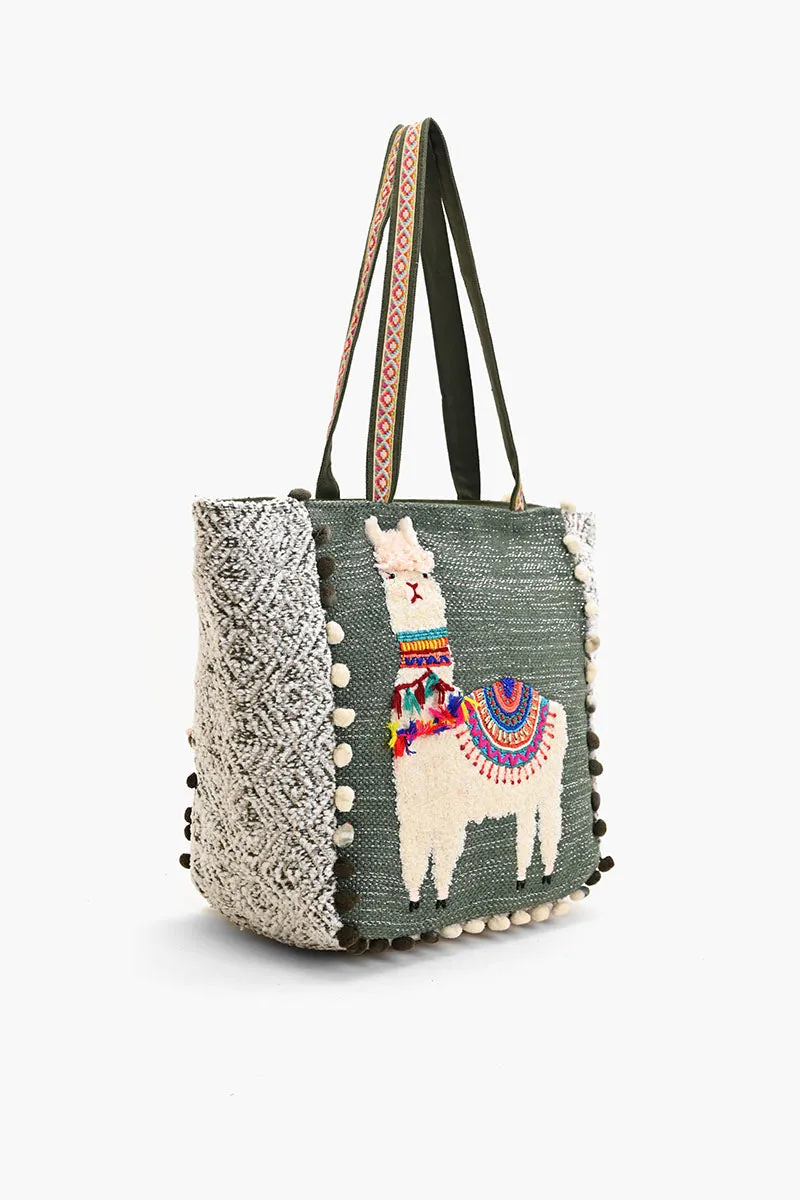 Embellished Shopper Tote Lama