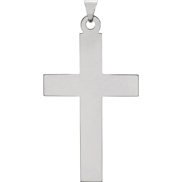 Fine Bold Christian Cross in Solid 14 Karat White Gold