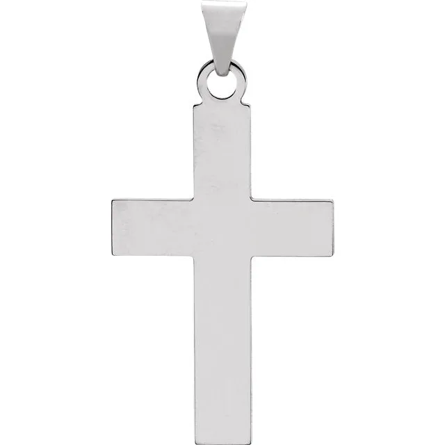 Fine Bold Christian Cross in Solid 14 Karat White Gold