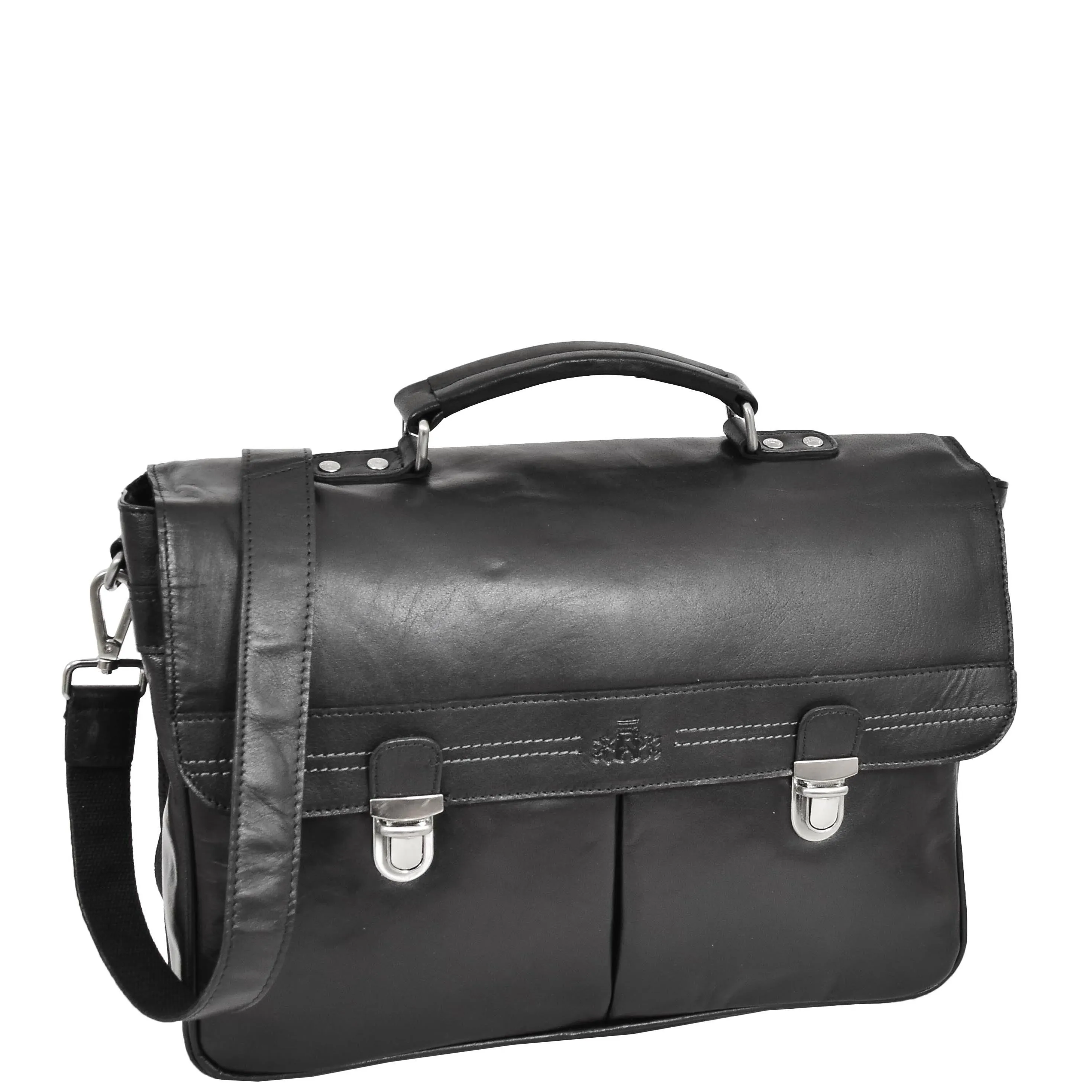 Genuine Leather Briefcase for Mens Business Office Laptop Bag Edgar Black