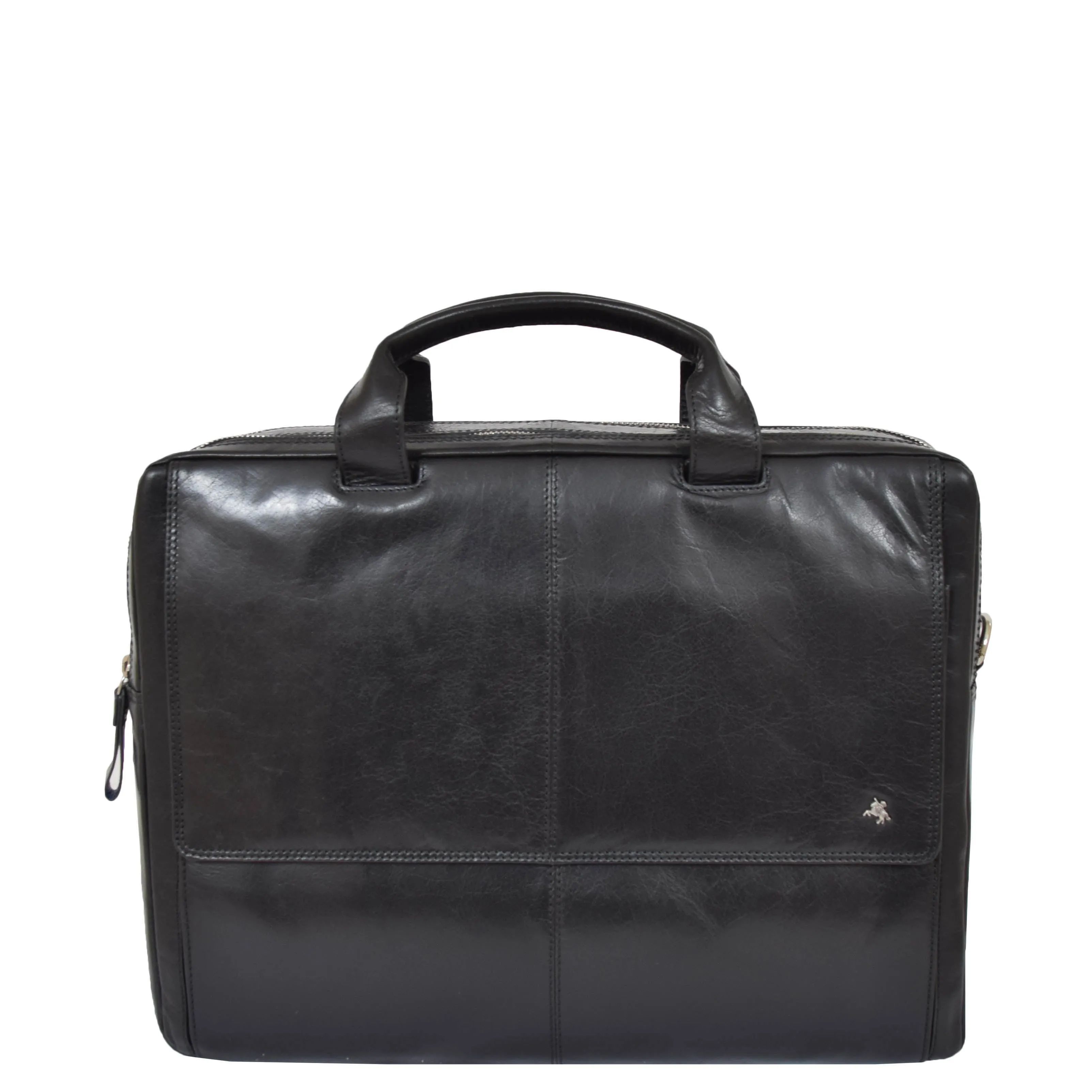 Genuine Leather Briefcase Laptop Organiser Business Office Bag A124 Black