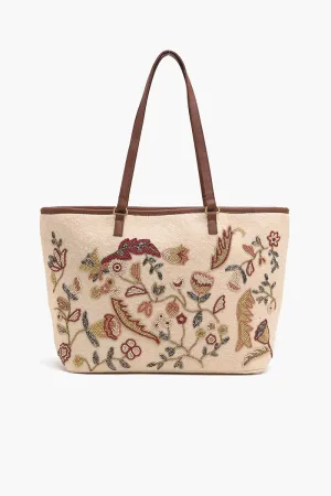 Glamorous Embellished Shopper Bag-Beige