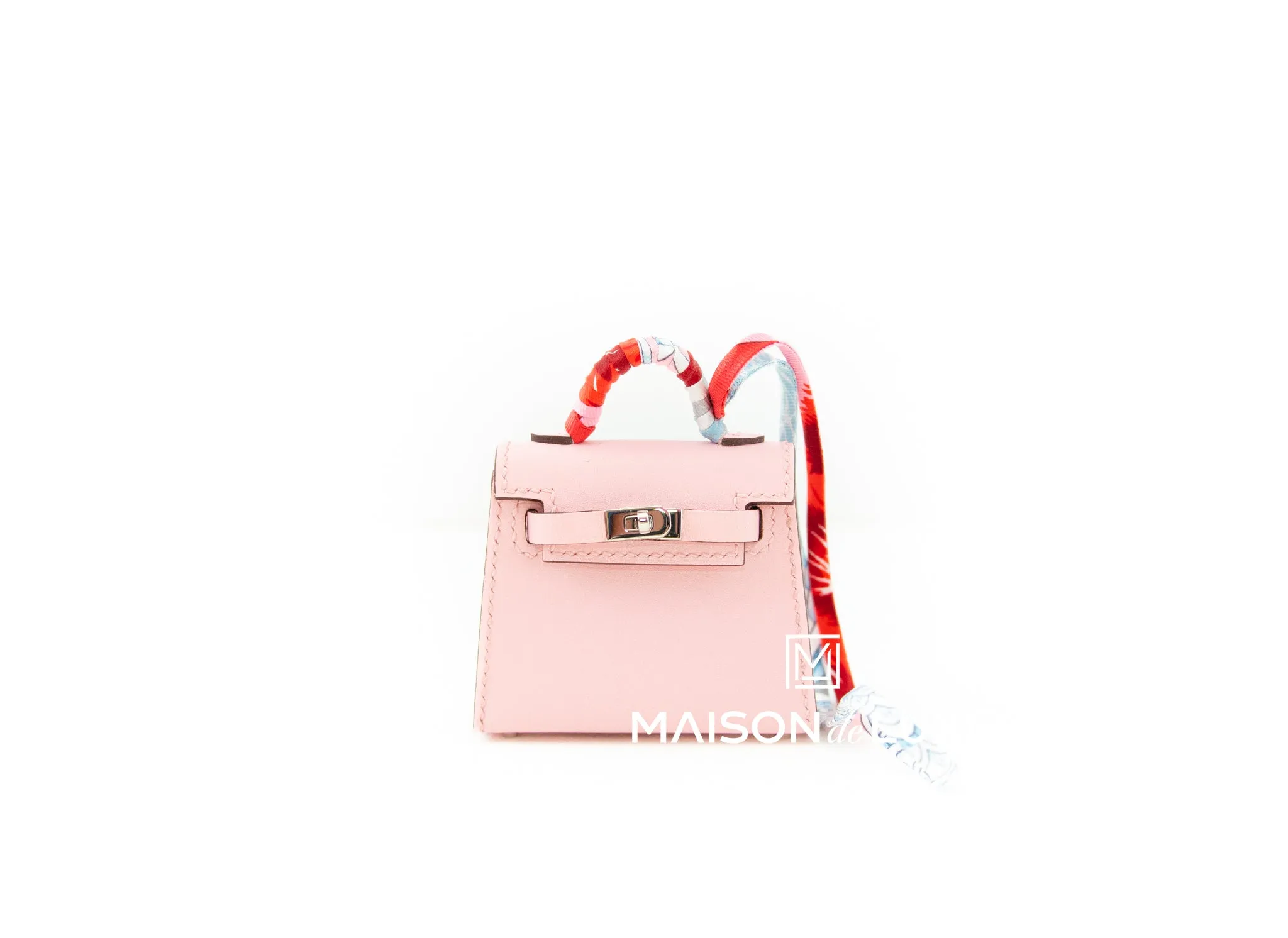 Hermes Rose Sakura Mini Kelly Twilly Bag Charm