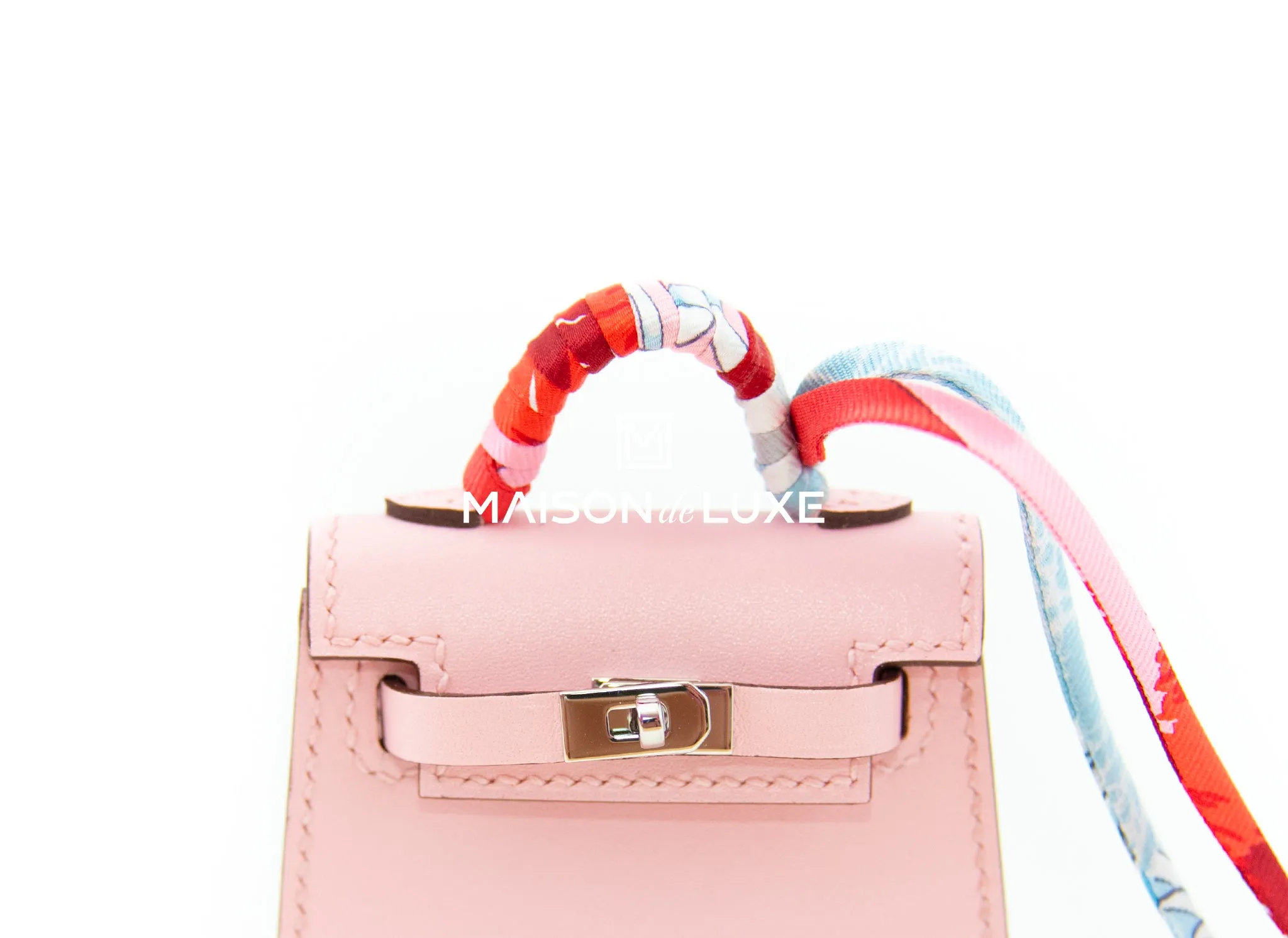 Hermes Rose Sakura Mini Kelly Twilly Bag Charm