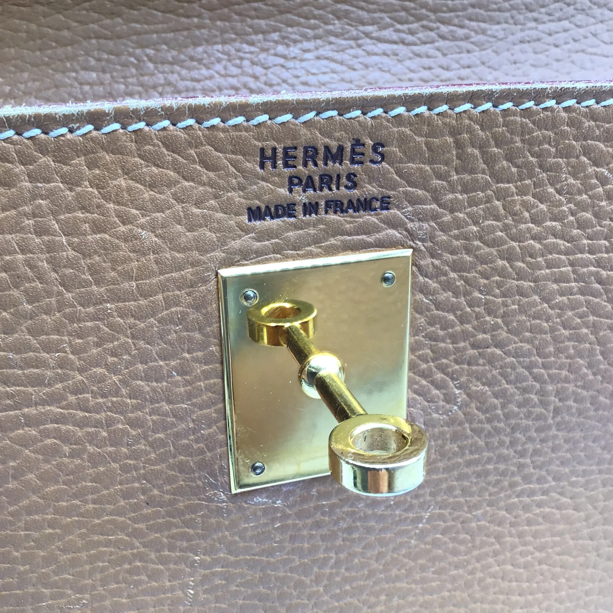 Hermès Kelly 35 Clemence Tan Leather Satchel