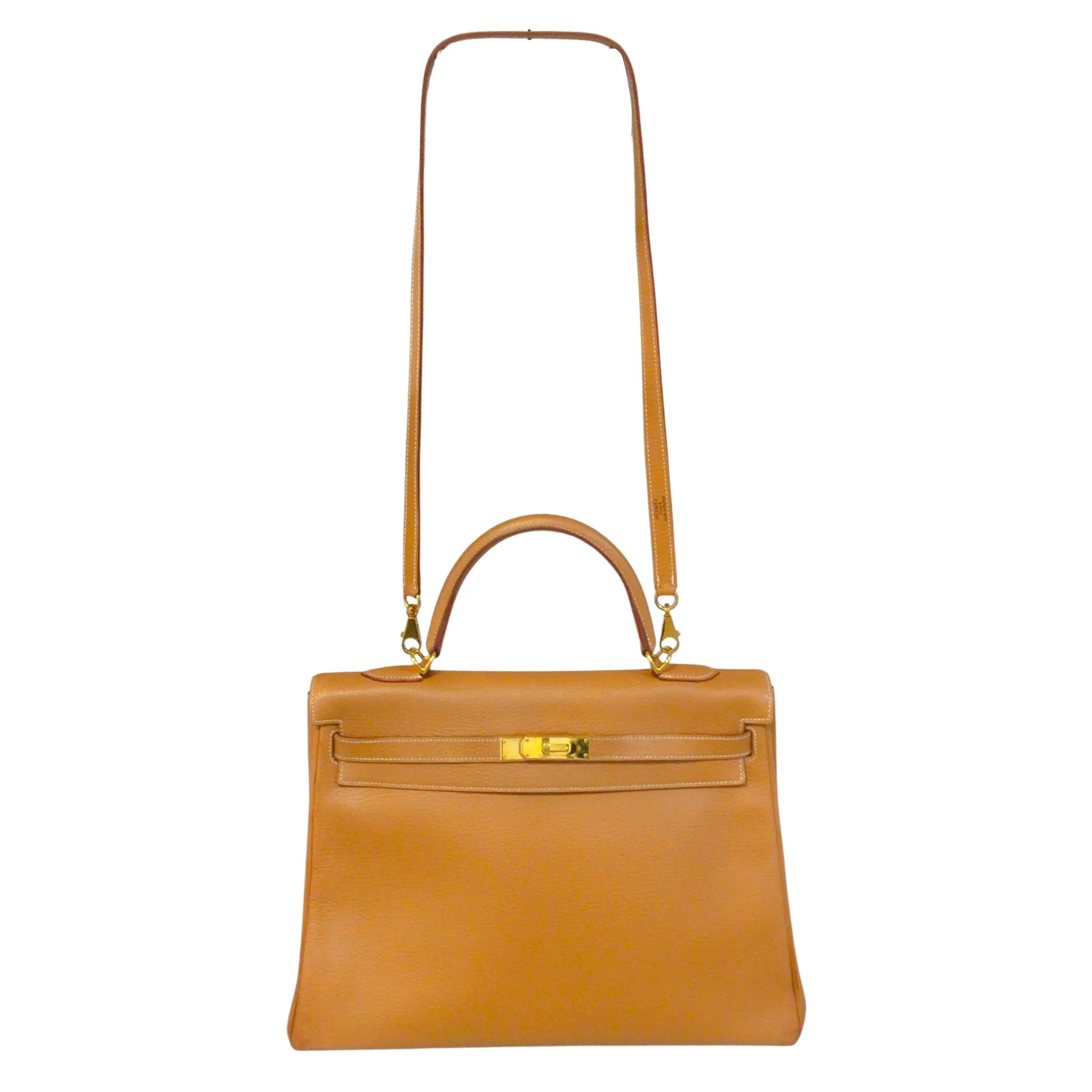 Hermès Kelly 35 Clemence Tan Leather Satchel