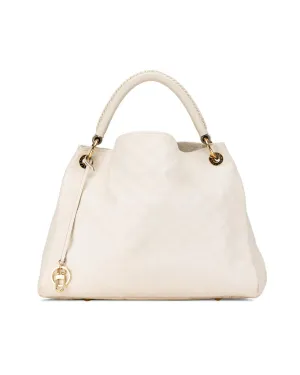 Louis Vuitton Cabas Plano White Leather Hobo Bag