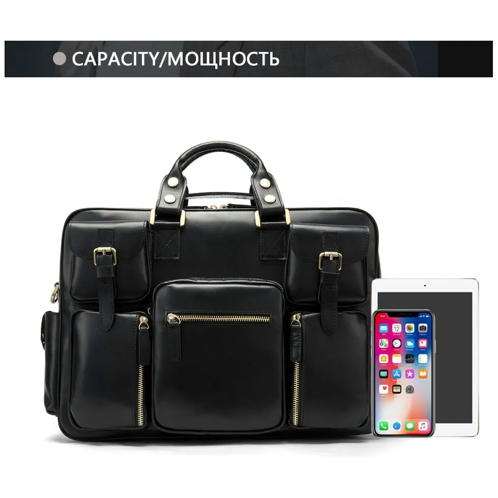 LuxeLeather Business Laptop Handbag