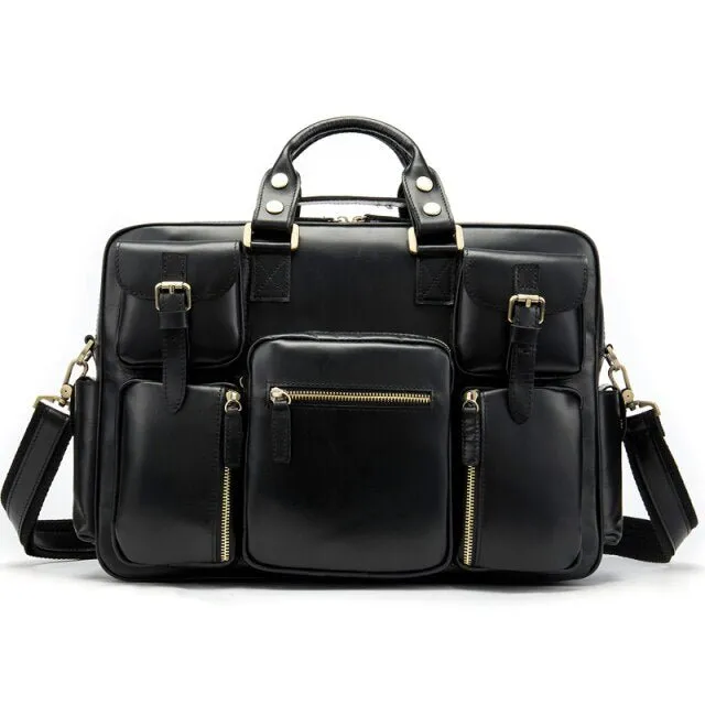 LuxeLeather Business Laptop Handbag