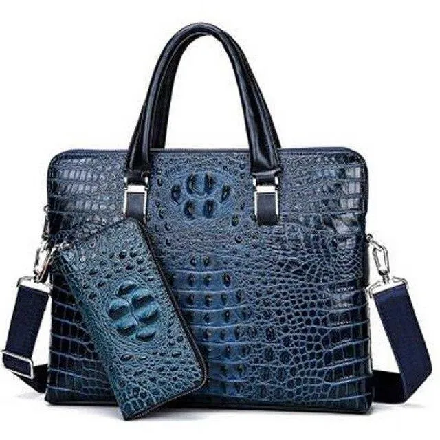 Luxury brand crocodile pattern  cowhide blue laptop