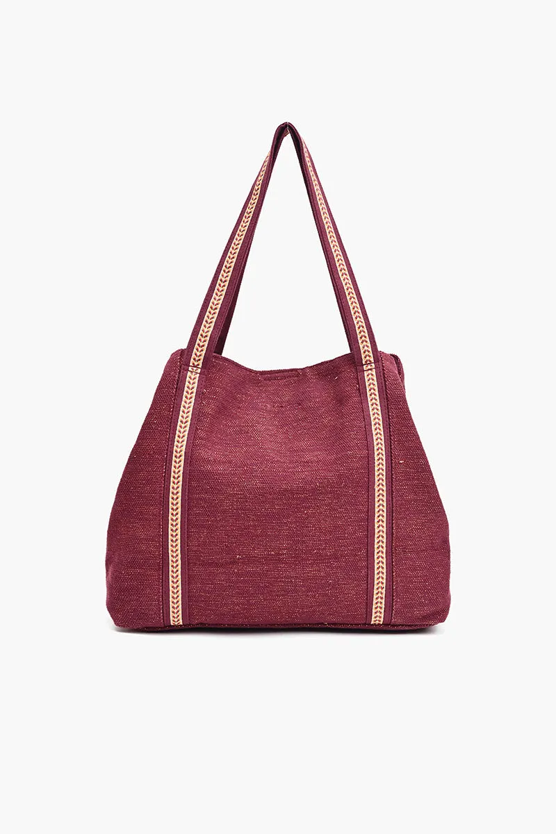 Maroon Triple Entry Embellished Shoulder Bag