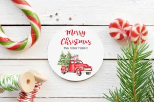 Merry Christmas Stickers Gift Tags Christmas Truck Labels, Happy Holidays Stickers Envelope Seals Christmas Seals Packaging - Set of 24