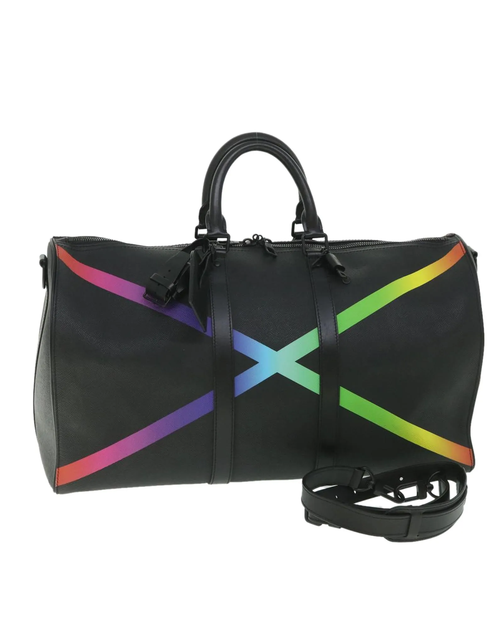 Multicolor Taiga Leather Boston Bag with Accessories