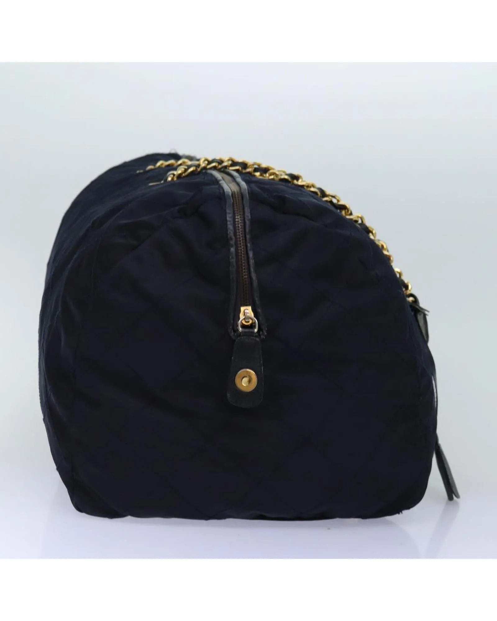 Navy Nylon Boston Bag with Key Accessory and Clochette