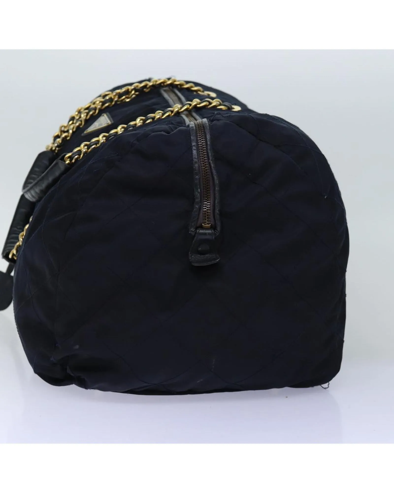 Navy Nylon Boston Bag with Key Accessory and Clochette