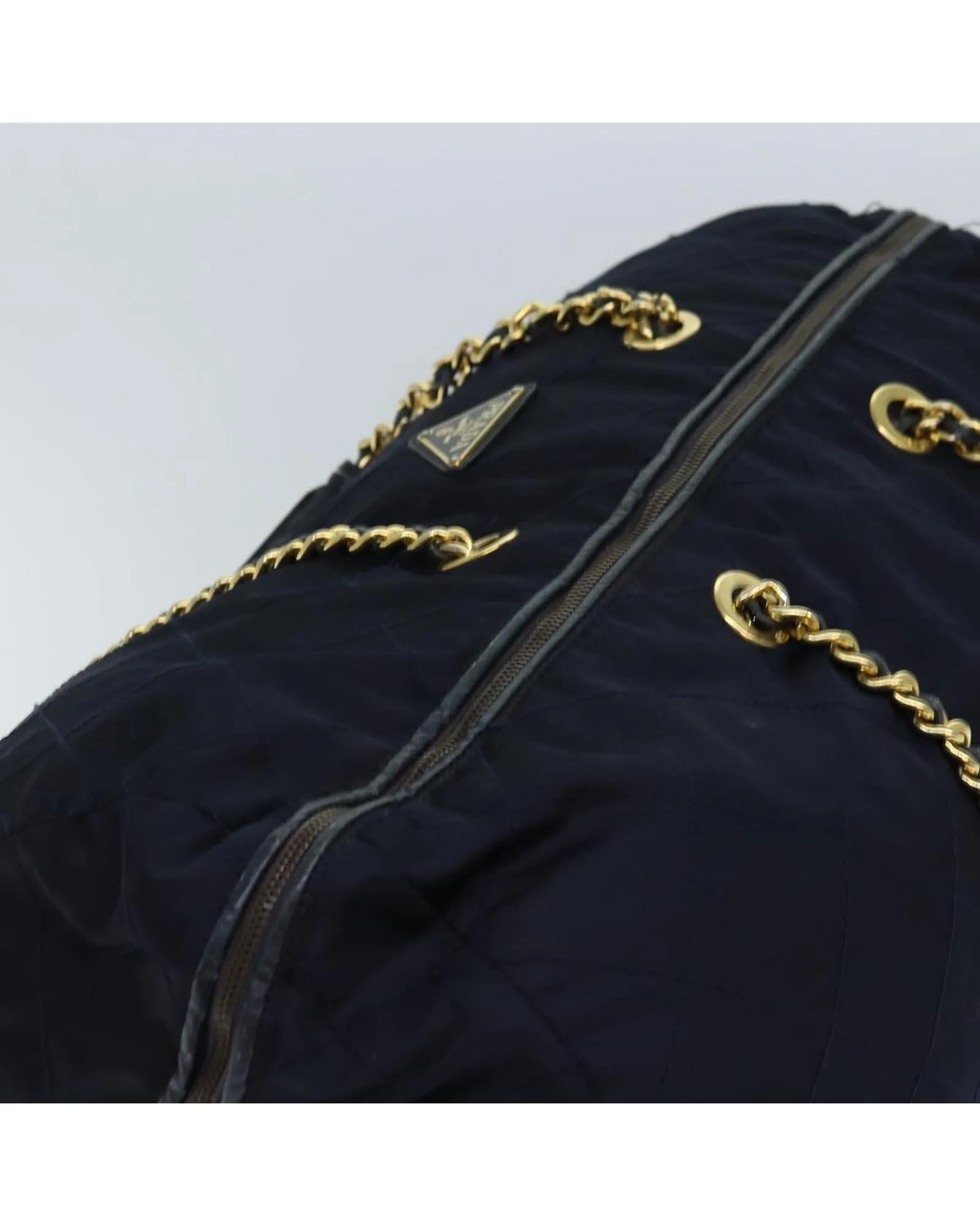 Navy Nylon Boston Bag with Key Accessory and Clochette