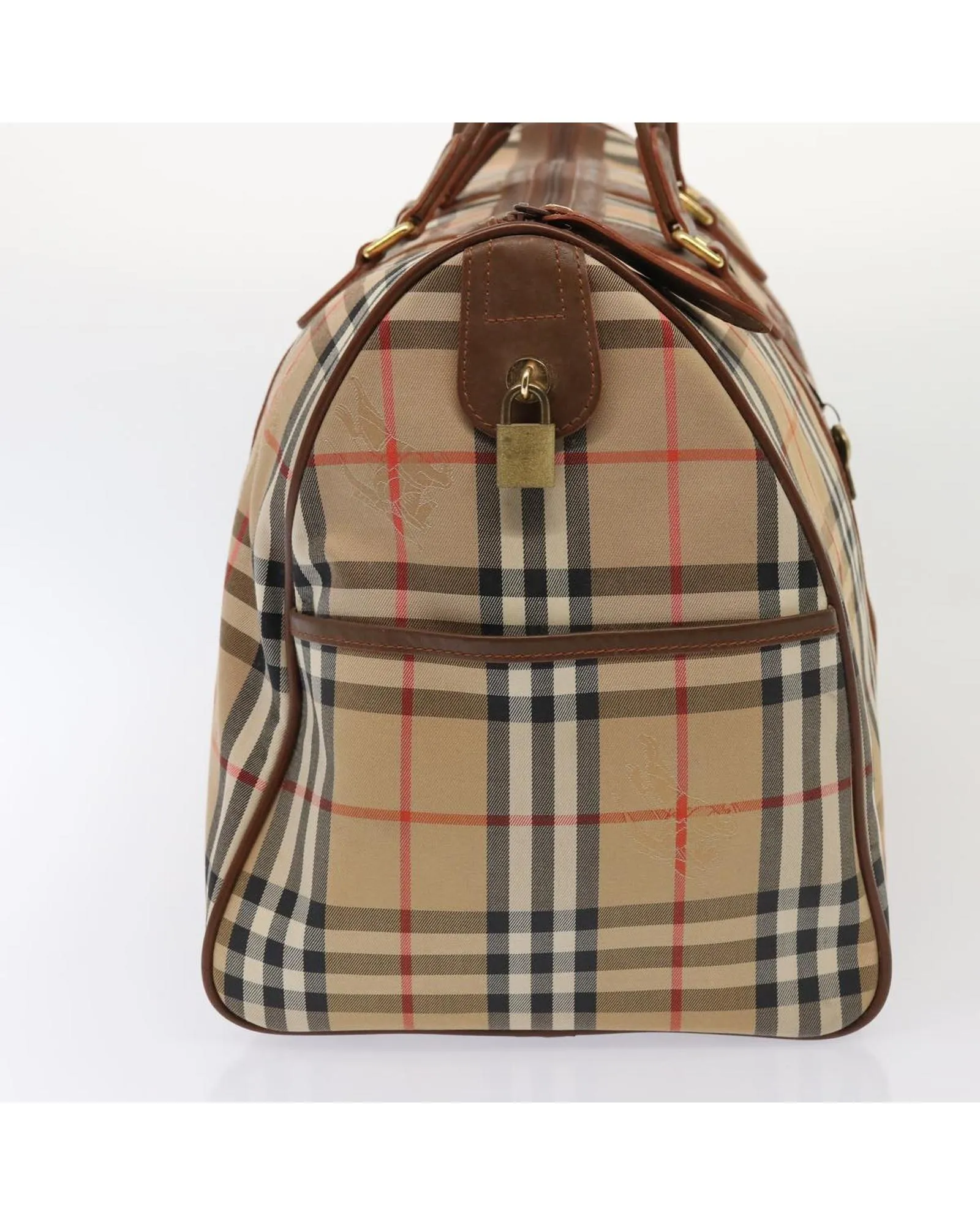 Nova Check Canvas Boston Bag with Padlock and Key