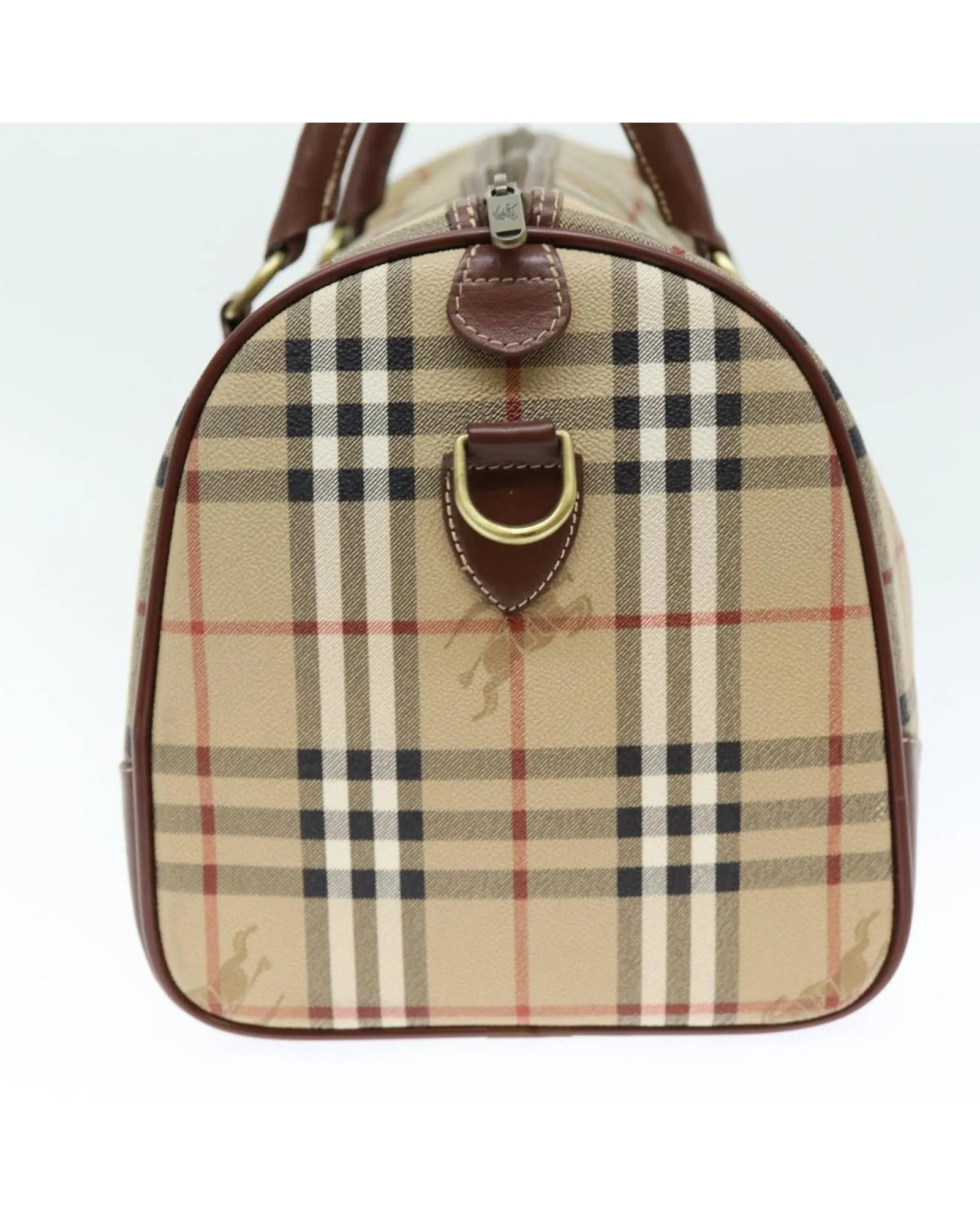 Nova Check PVC Leather 2-Way Boston Bag with Shoulder Strap