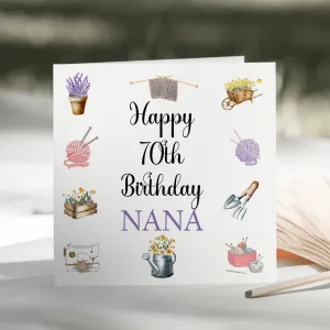 Personalised Birthday Card, Gardening, Knitting