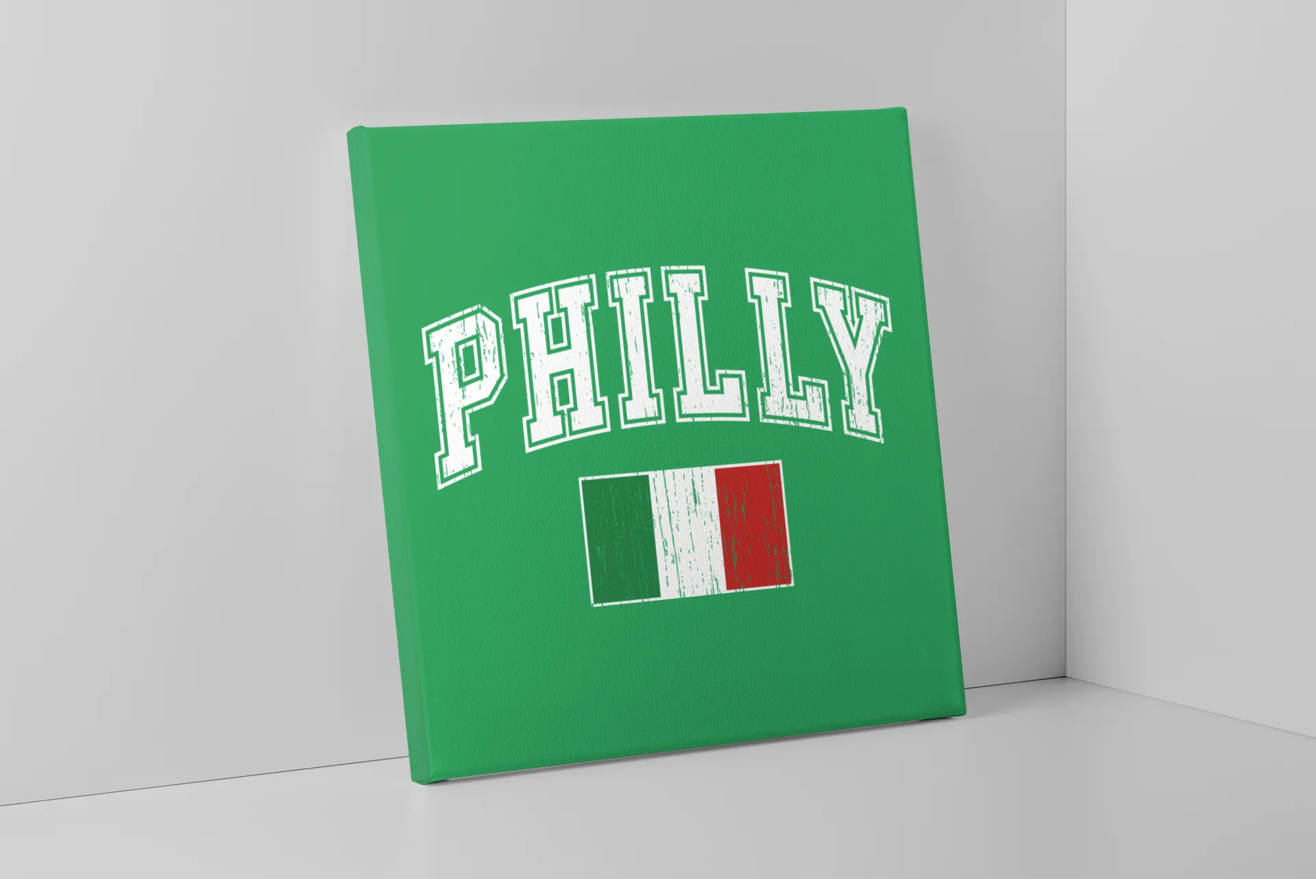 Philly Italian Flag Canvas | Philly Italian Flag Kelly Green Wall Canvas