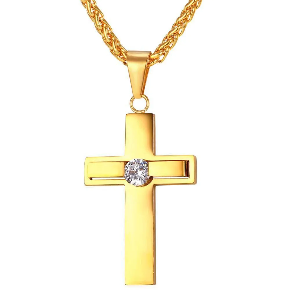 Premium Thick Rhinestone Cross Necklace